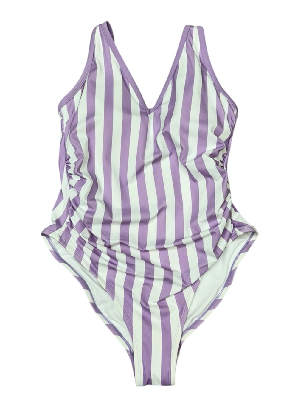 Kona Sol Purple White Stripe One Piece Swimsuit Size 14W NWT - Picture 5 of 14